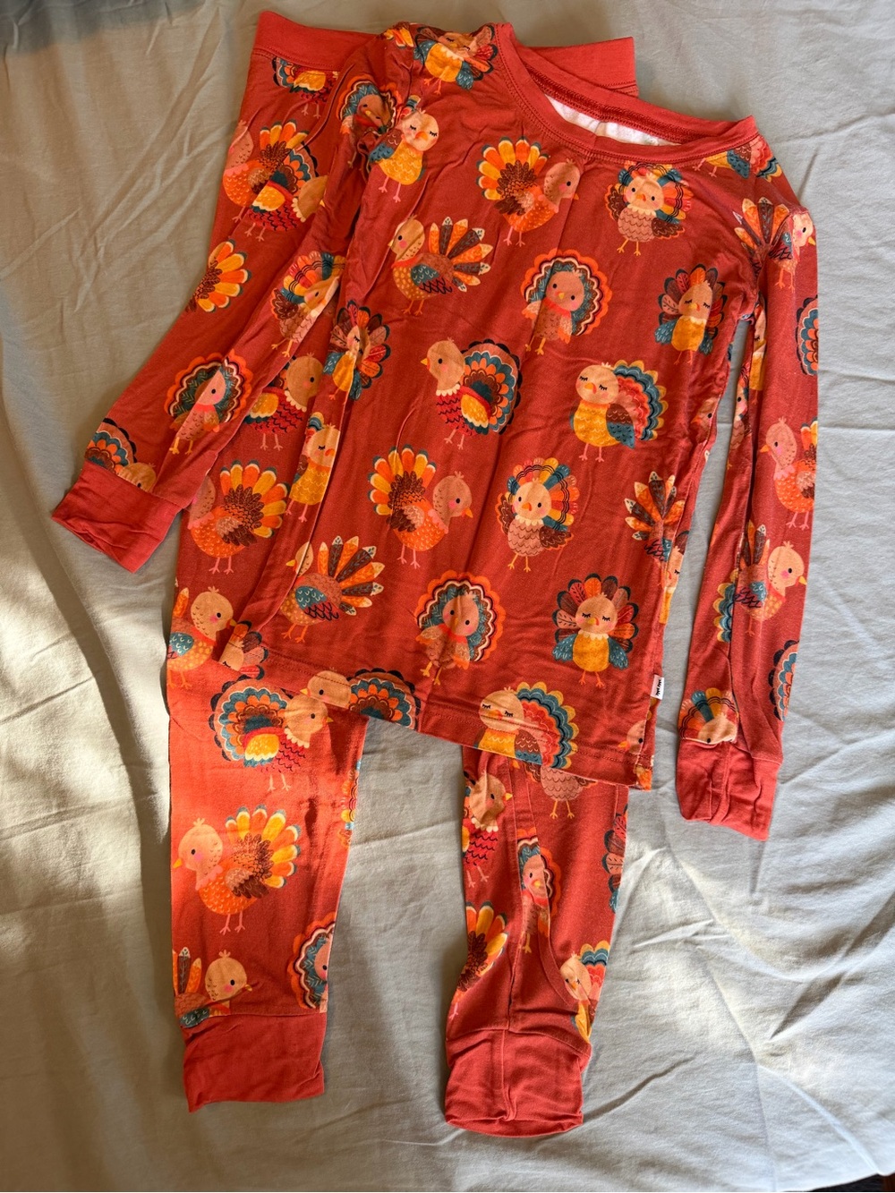 Little Sleepies Rust Red Turkey Print Pajama Set